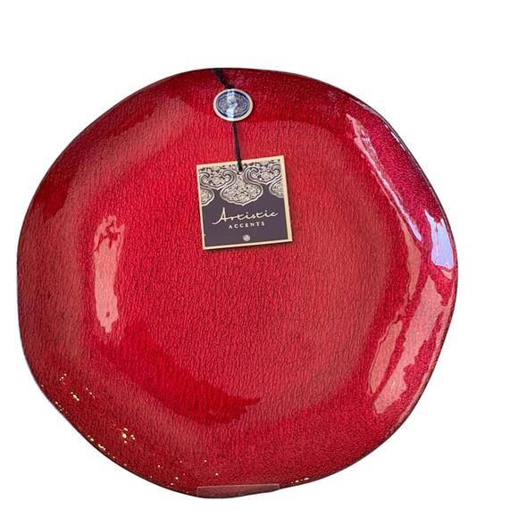 Artistic Accents Red Turkish Glass Charger Plate 13in Christmas Holiday New - Picture 7 of 10